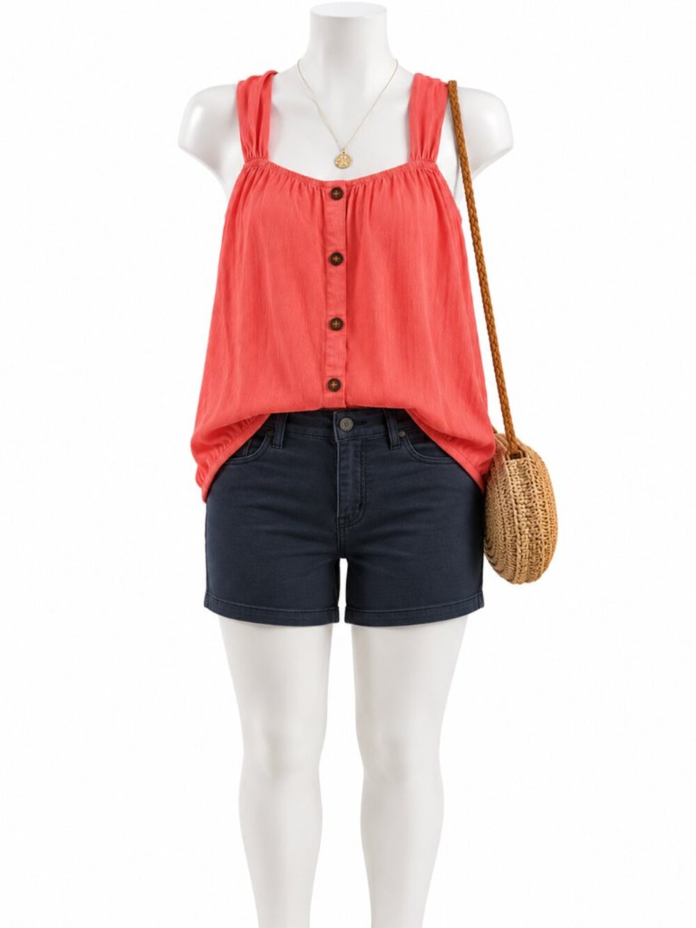 NWOT Lane Bryant Coral Button-Front Tank Top Size 10/12